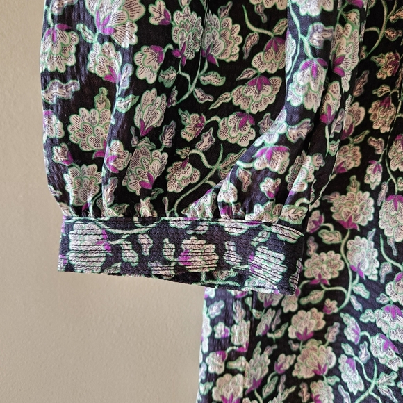 Rebecca Taylor Women's Button Down Floral Print Quarter Sleeve Midi Dress Size S - Picture 12 of 16